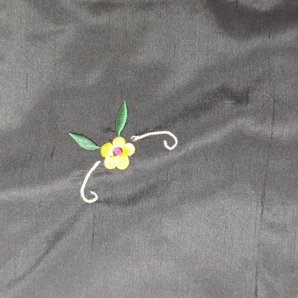 Silkland Boho Black Embroidered 100% silk maxi skirt Size 8 - Picture 3 of 12